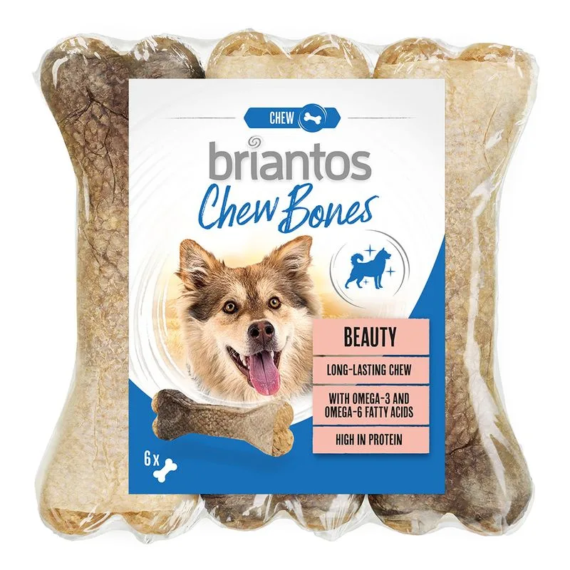 Briantos Chew Bone Beauty con acidi grassi Omega 3 e 6 Snack per cane (Set %: 12 x 12 cm (660 g))