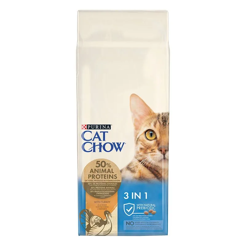 Multipack risparmio! 2 x 15 kg PURINA Cat Chow Crocchette per gatto (3in1 ricco in Tacchino)