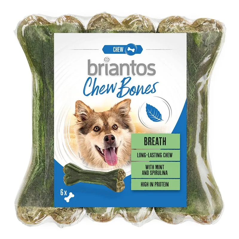 Briantos Chew Bones Breath con Menta e Spirulina Snack per cane (Set %: 12 x 12 cm (660 g))