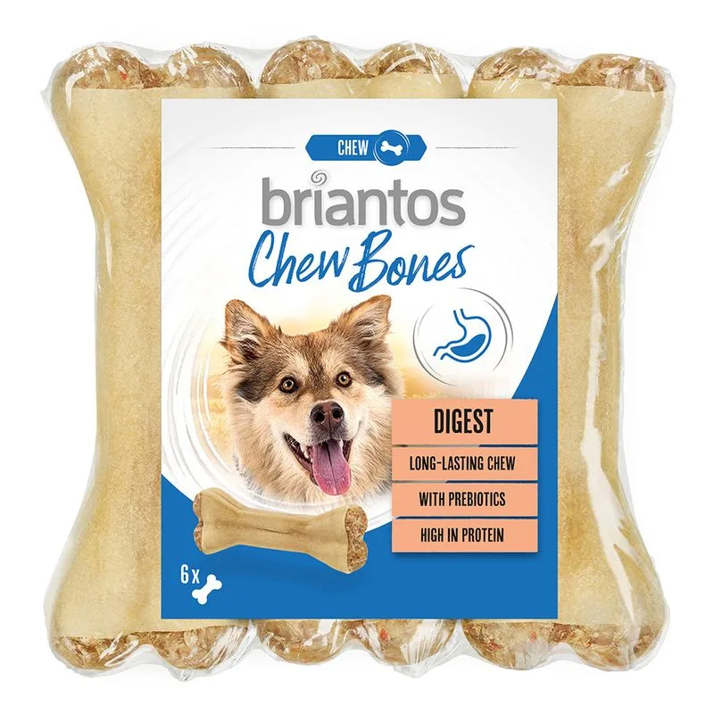 Briantos Chew Bones Digest con Prebiotici Snack per cane (Set %: 12 x 12 cm (660 g))