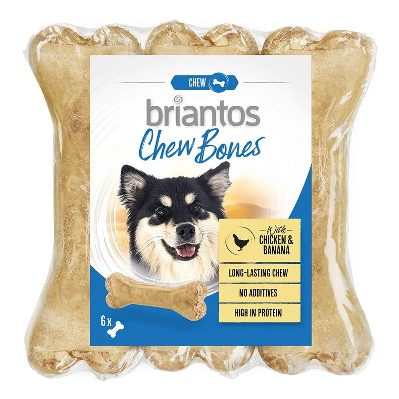 Briantos Chew Bones con Pollo e Banana Snack per cane (Set %: 12 x 12 cm (660 g))