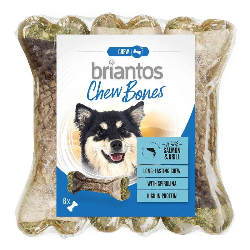 Briantos Chew Bones con Salmone e Krill Snack per cane (Set %: 12 x 12 cm (660 g))