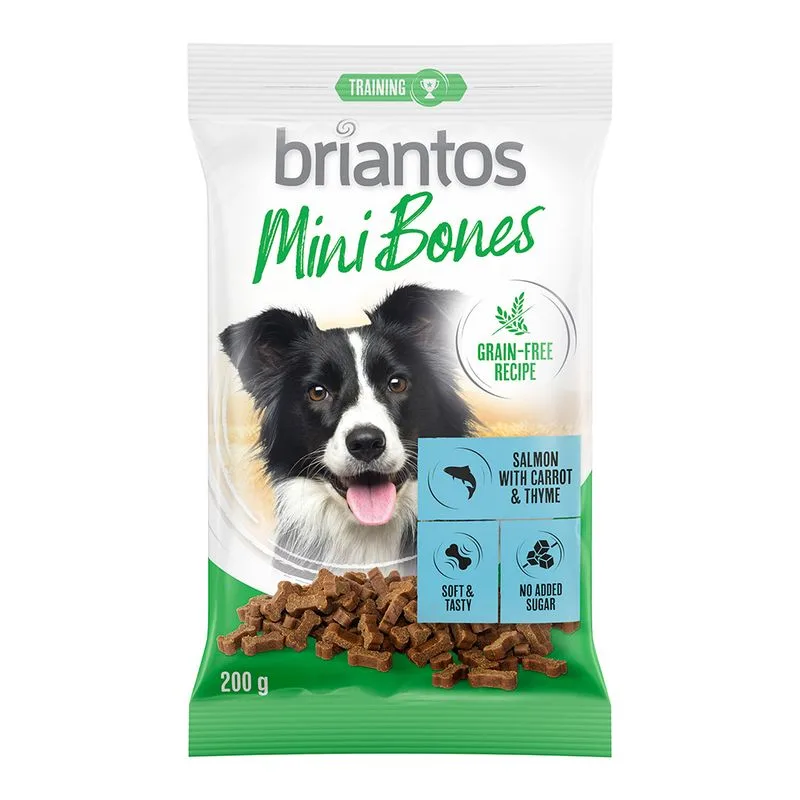 Briantos Mini Bones senza cereali Snack per cane (200 g con Anatra, Piselli e Mirtilli rossi)