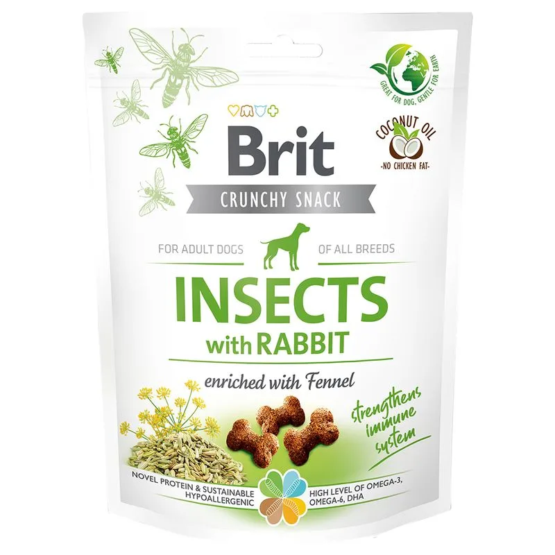 Brit Care Crunchy Cracker Insetti, Coniglio & Finocchio Snack cane (Set %: 3 x 200 g)