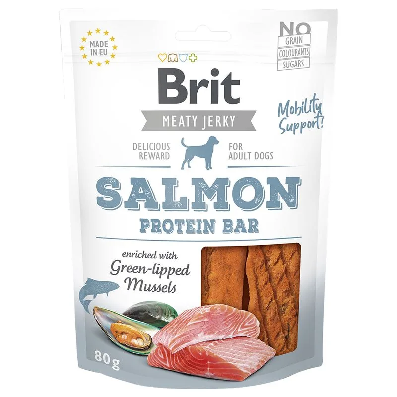 Brit Jerky Protein Bar Salmone Snack cane (Set %: 3 x 80 g)