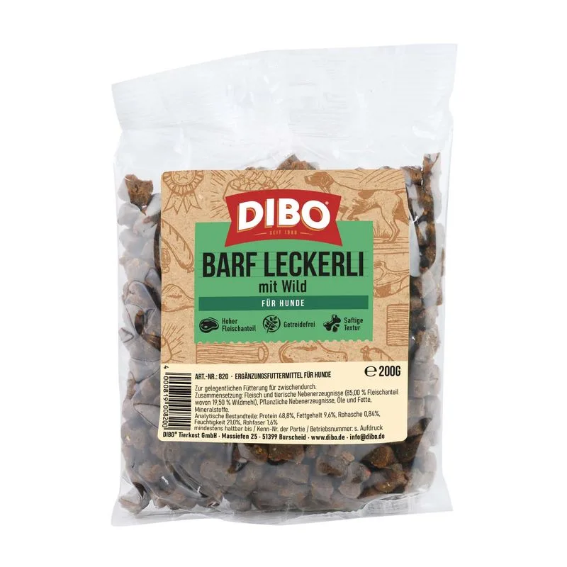DIBO BARF Bocconcini con Selvaggina Snack per cani (Set %: 6 x 200 g)