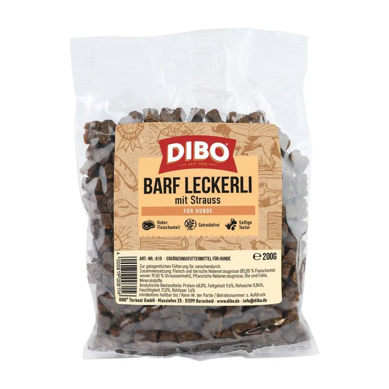 DIBO BARF Bocconcini con Struzzo Snack per cani