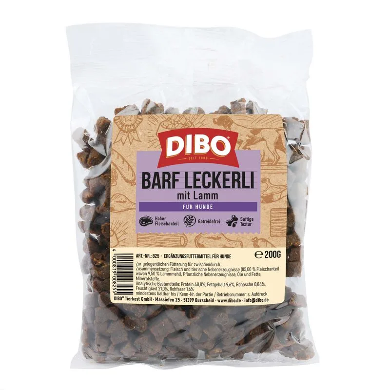 DIBO Bocconcini BARF con Agnello Snack per cane (Set %: 6 x 200 g)