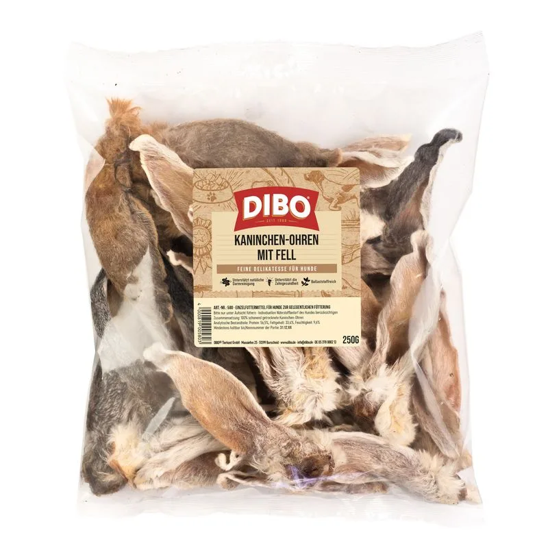 DIBO Orecchie di coniglio con Pelo (Set %: 4 x 250 g)