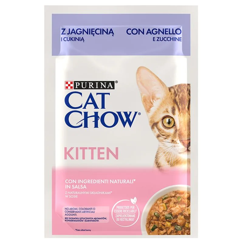 PURINA Cat Chow 52 x 85 g Umido per gatto (Kitten Agnello e Zucchine)