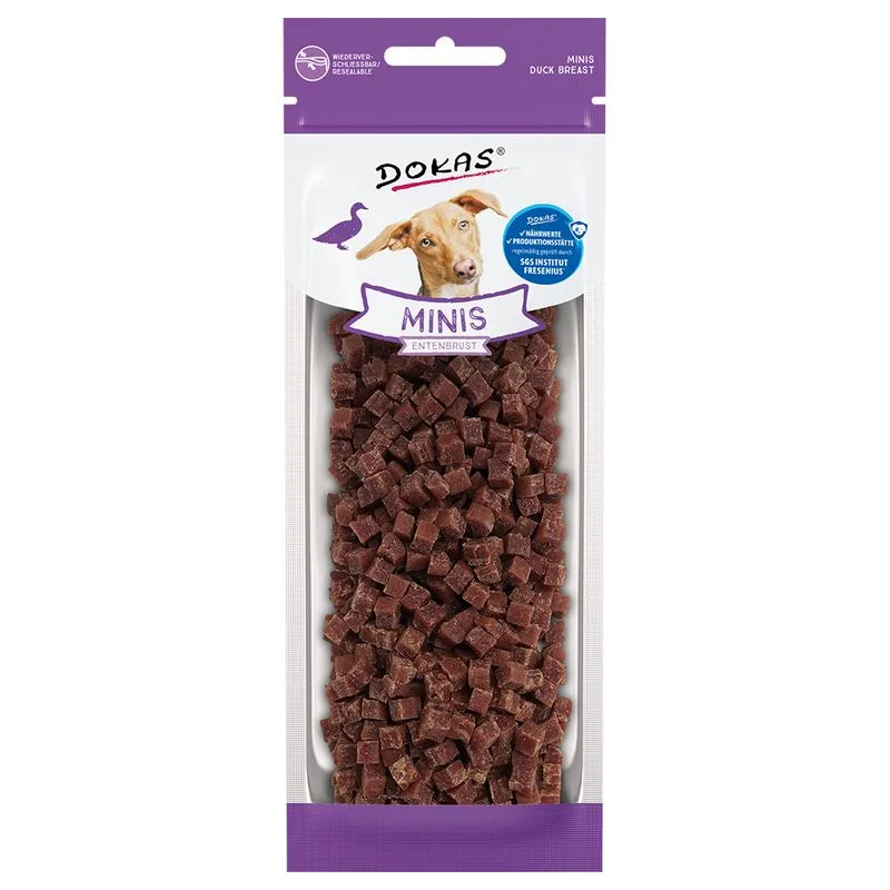 Dokas Minis Petto d’anatra Snack per cane (Multipack risparmio: 2 x 70 g)