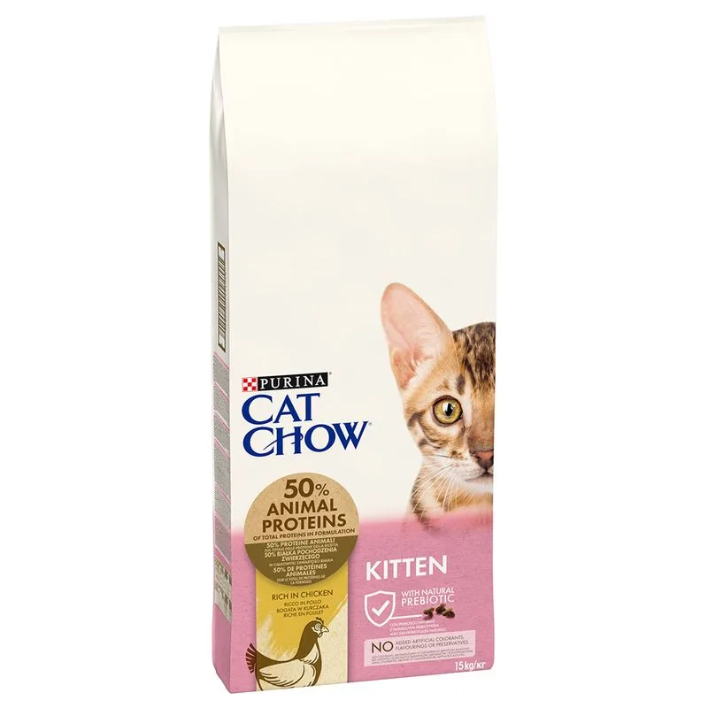 PURINA Cat Chow Kitten ricco in Pollo Crocchette per gatto (Set %: 2 x 15 kg)