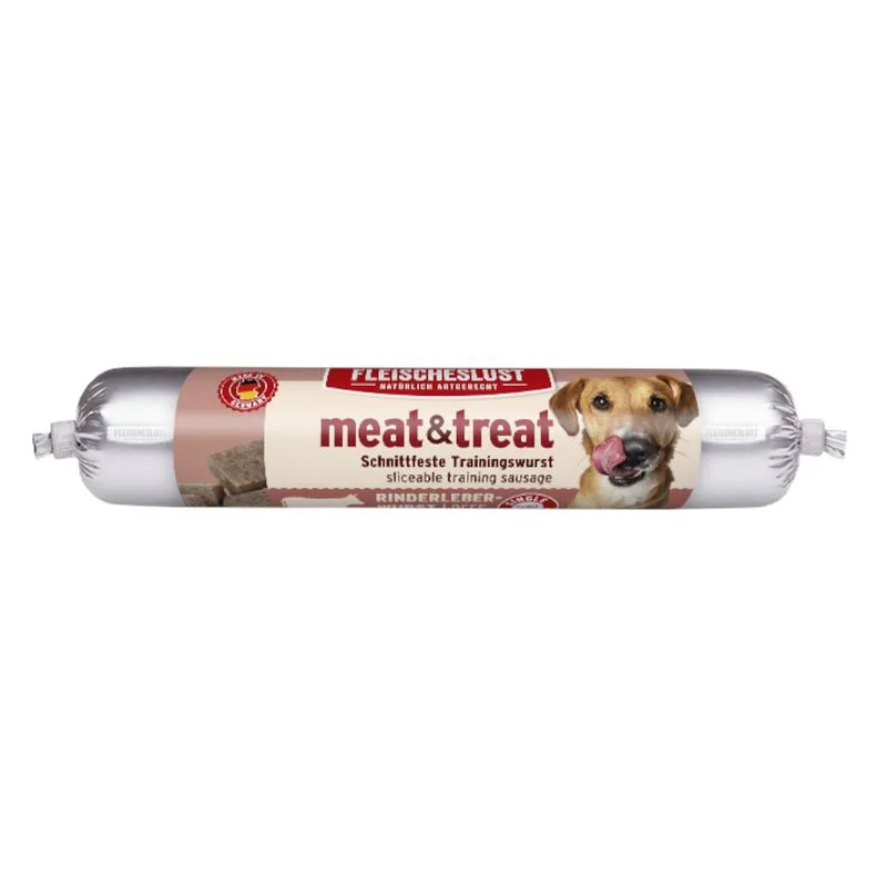 Fleischeslust meat & treat Salsiccia per l'addestramento (Set %: 6 x 80 g Fegato di Manzo)