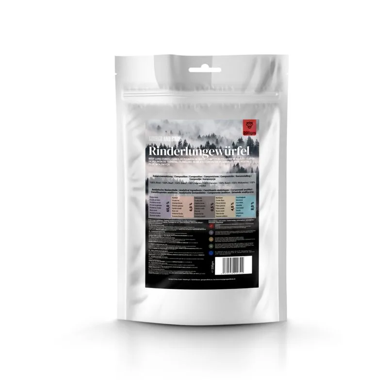 George & Bobs snack per cani 3 x 200 g (Cubetti di Polmone di Manzo)
