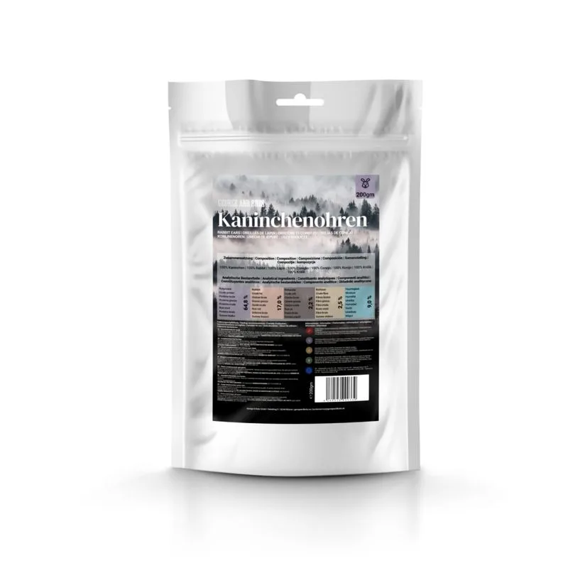 George & Bobs snack per cani 3 x 200 g (Orecchie di Coniglio senza Pelo)