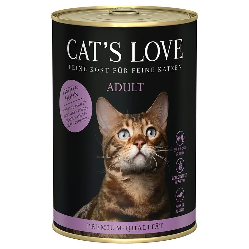 Cat's Love 12 x 400 g Umido per gatto (Pesce e Pollo)