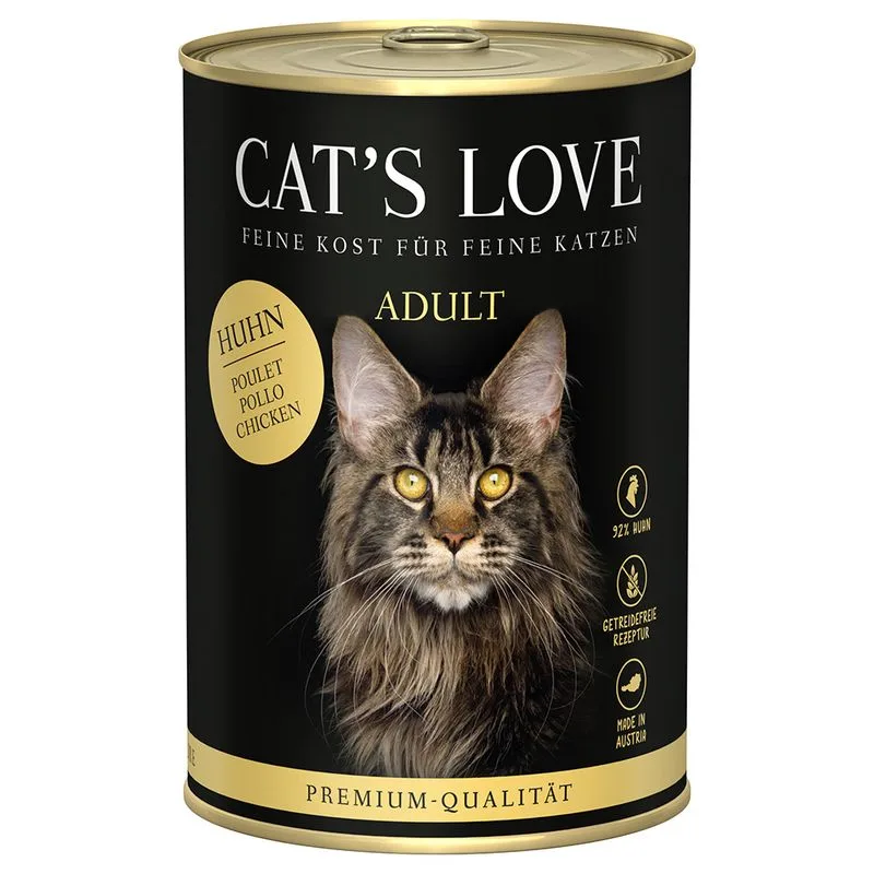 Cat's Love 12 x 400 g Umido per gatto (Puro Pollo)
