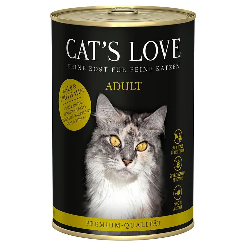 Cat's Love 12 x 400 g Umido per gatto (Vitello e Tacchino)