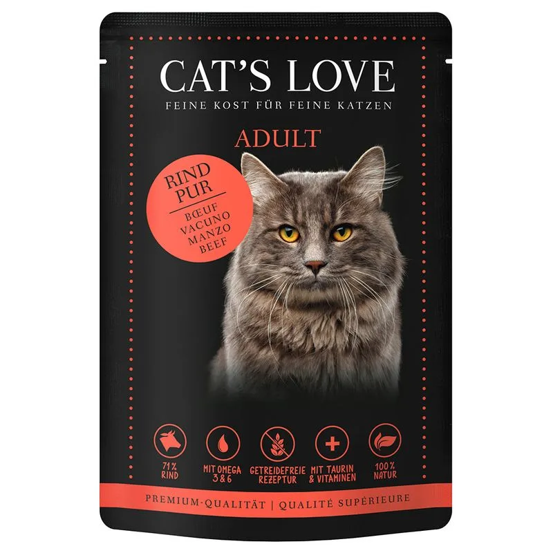 Cat's Love 24 x 85 g Umido per gatto (Puro Manzo)