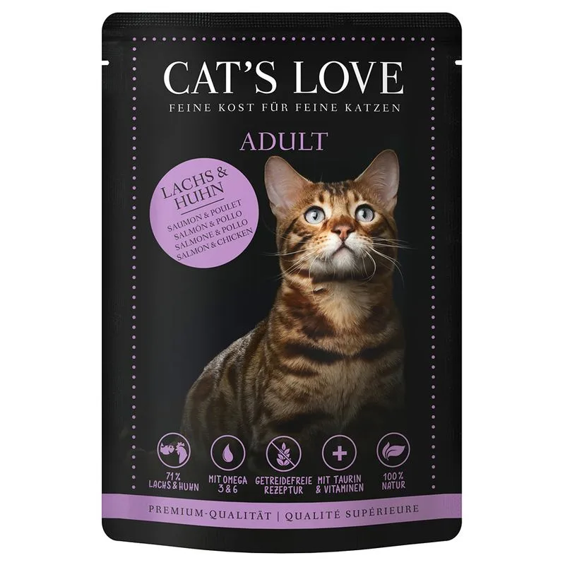 Cat's Love 24 x 85 g Umido per gatto (Salmone e Pollo)