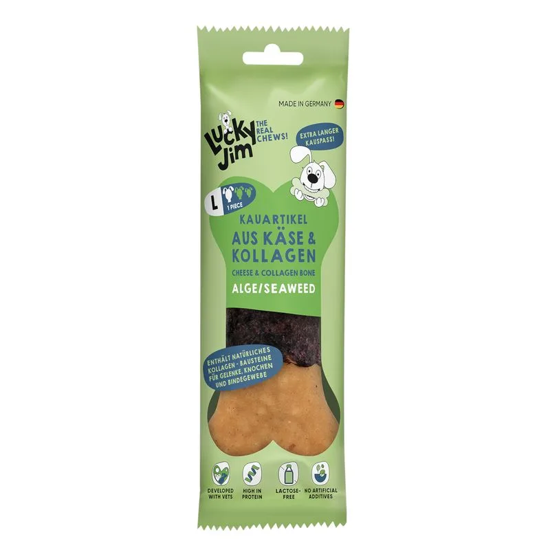 Lucky Jim Osso da Masticare L (Set %: 3 x 120 g Formaggio & Collagene Alghe)