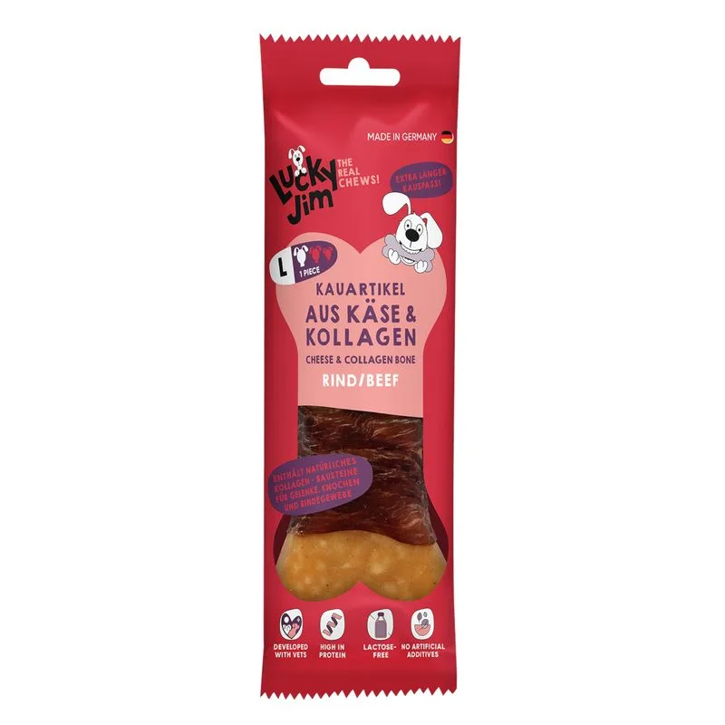 Lucky Jim Osso da Masticare L (Set %: 3 x 120 g Formaggio & Collagene Manzo)