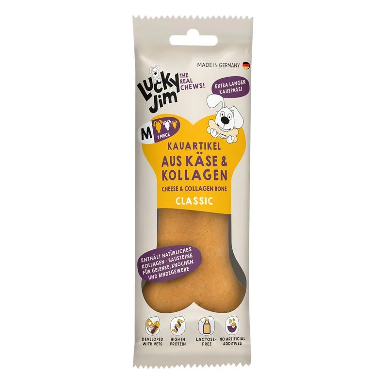 Lucky Jim Osso da Masticare M (60 g Formaggio & Collagene Classic)