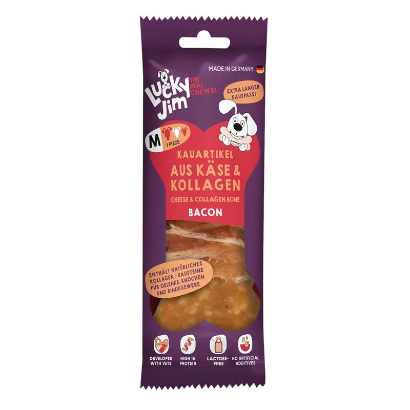 Lucky Jim Osso da Masticare M (Set %: 3 x 60 g Formaggio & Collagene Bacon)