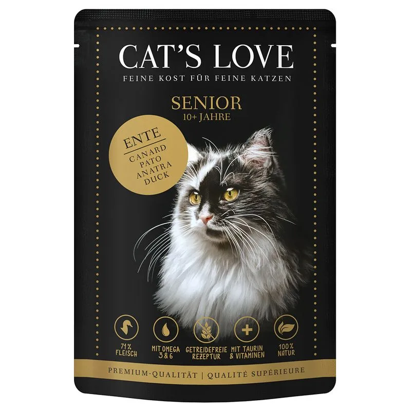 Cat's Love 24 x 85 g Umido per gatto (Senior Anatra)