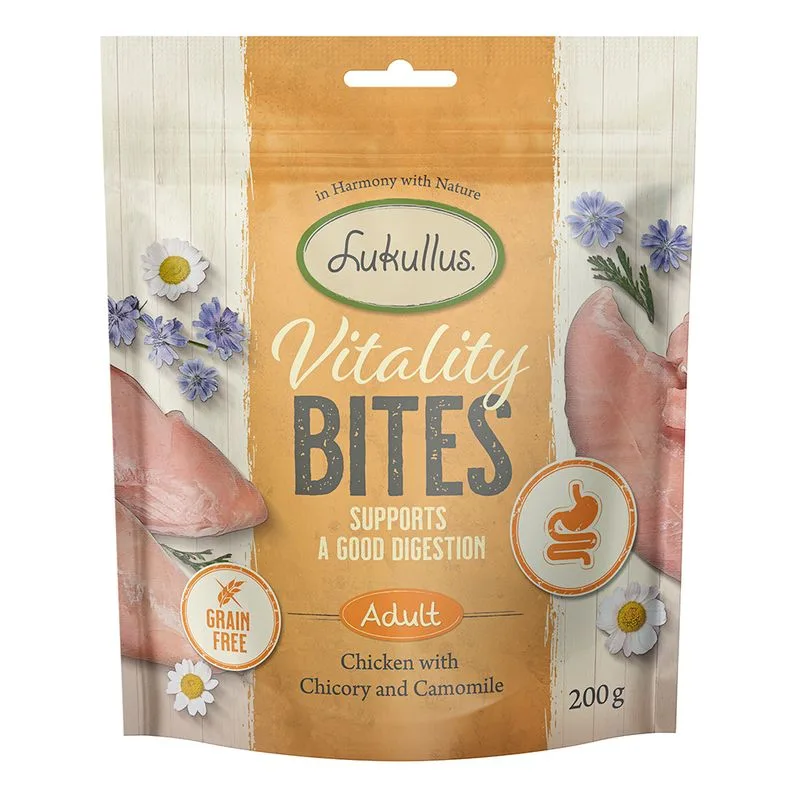 Lukullus Vitality Bites Pollo Supporto alla digestione Snack per cani (Set%: 3 x 200 g)