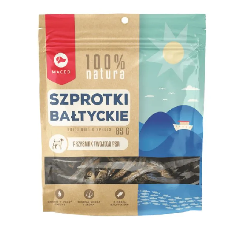 Maced Natural Spratto del Mar Baltico Snack cane (Set %: 3 x 85 g)