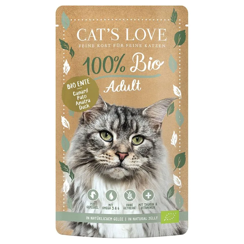 Cat's Love Bio 24 x 100 g umido gatto (Anatra bio)