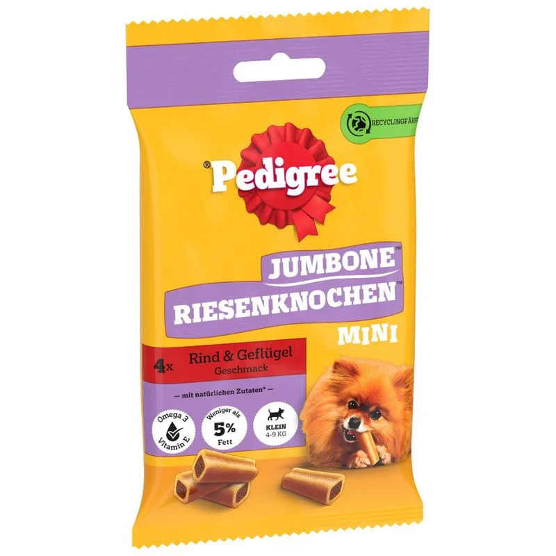 Pedigree Jumbone Mini Snack per cane (Set %: 12 x 160 g Manzo)