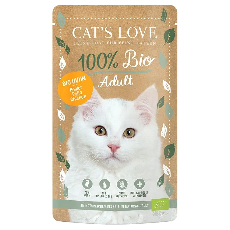 Cat's Love Bio 24 x 100 g umido gatto (Pollo bio)