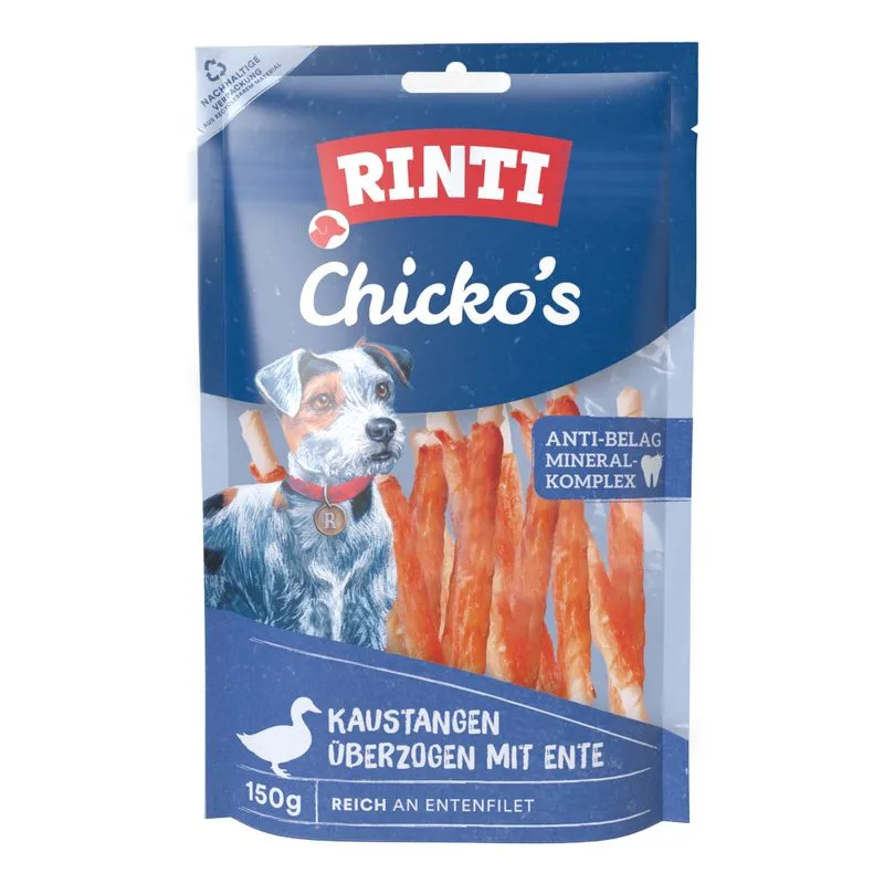 RINTI Chicko Bastoncini da masticare - piccoli Snack per cane (Set %: 18 x 150 g Anatra)