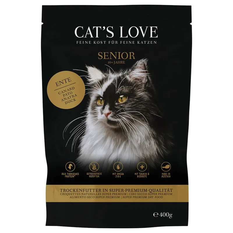Cat's Love Senior Anatra Crocchette per gatto (Set %: 2 x 400 g)