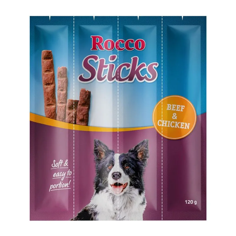 Multipack risparmio! Rocco Sticks 3 x 12 pz Snack per cani (Manzo & Pollo)