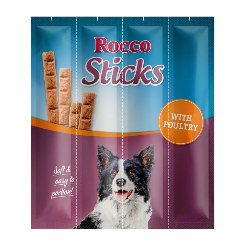 Multipack risparmio! Rocco Sticks 3 x 12 pz Snack per cani (Pollame)