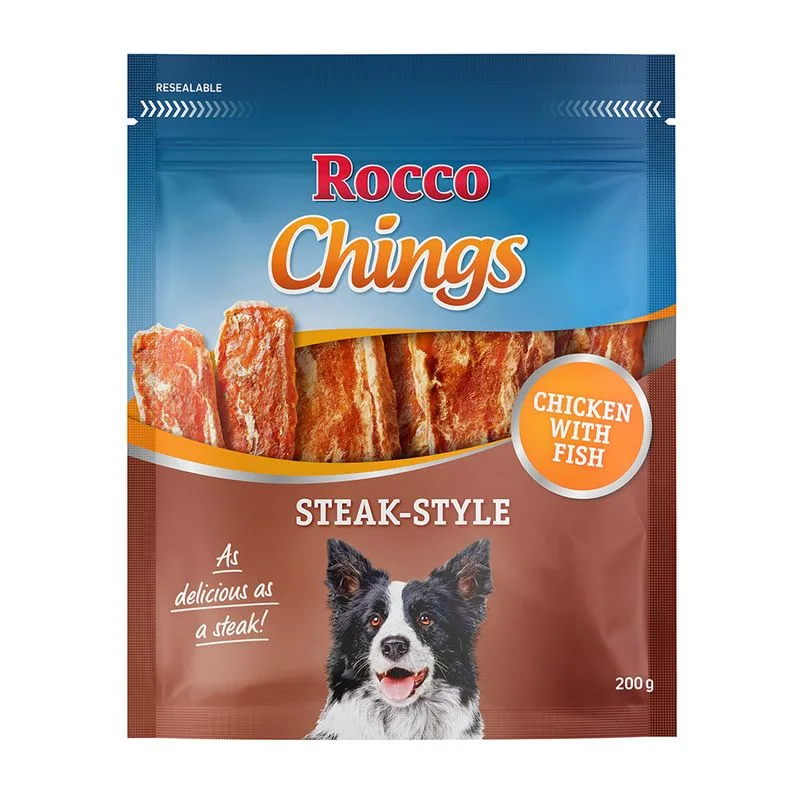 Rocco Chings Steak Style Snack per cani (4 x 200 g Pollo)