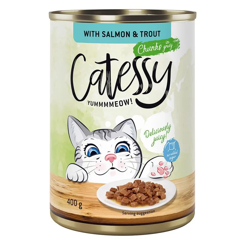 Bocconcini in Salsa o Gelatina Catessy 24 x 400 g (con Salmone e Trota in Salsa)