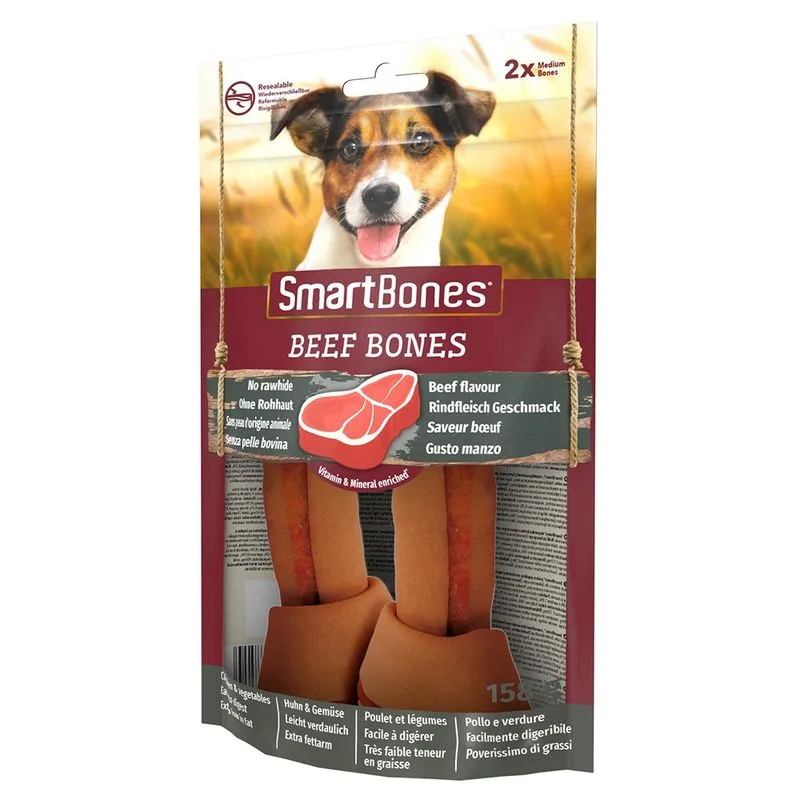 SmartBones Ossa al Manzo Medium Snack per cani (Set %: 2 x 2 pz)
