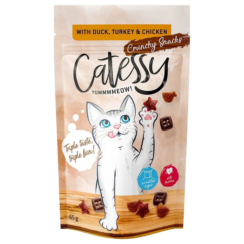 Catessy Snack croccanti per gatto 65 g (Anatra, Tacchino e Pollo)