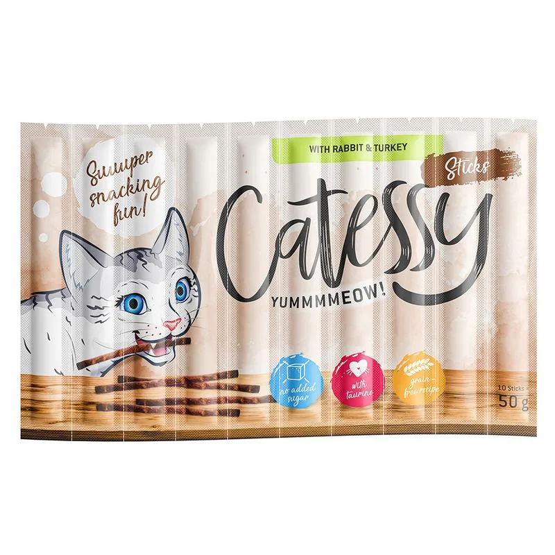 Catessy Sticks 10 x 5 g Snack per gatti (con Coniglio & Tacchino)