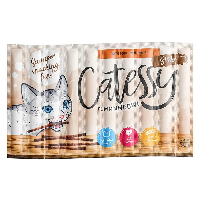 Catessy Sticks 10 x 5 g Snack per gatti (con Pollame & Fegato)