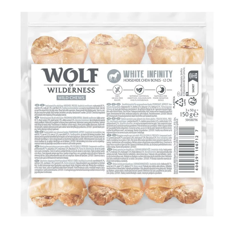 Wolf of Wildenress "White Infinity" Osso da masticare in pelle di cavallo (Set %: 9 x 12 cm)