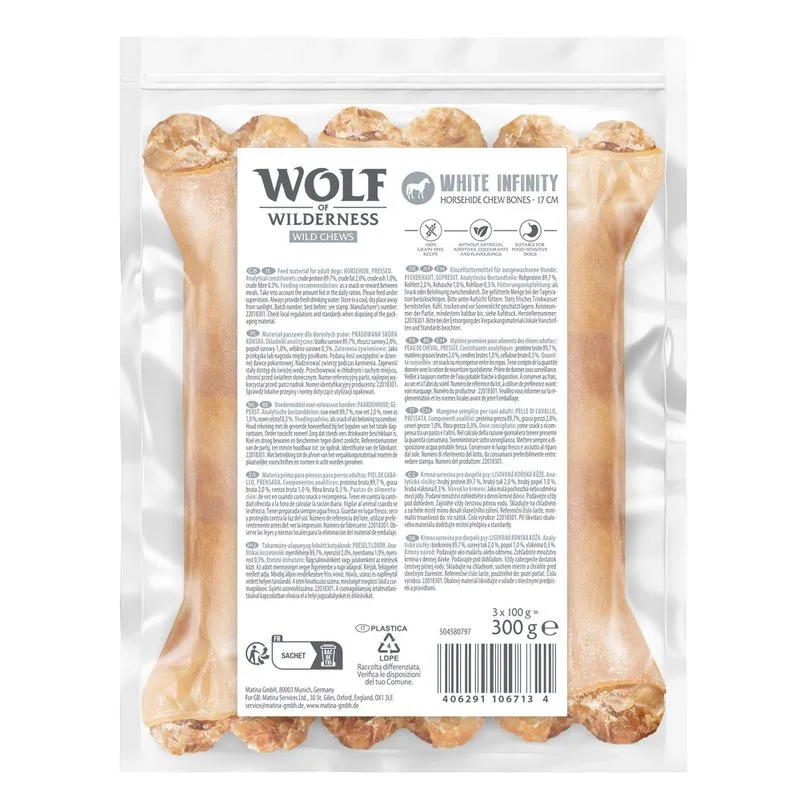 Wolf of Wildenress "White Infinity" Osso da masticare in pelle di cavallo (Set %: 9 x 17 cm)