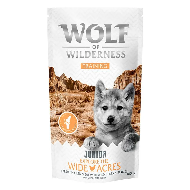 Wolf of Wilderness Training JUNIOR “Explore the Wide Acres” Snack per cane (Set %: 3 x 100 g)