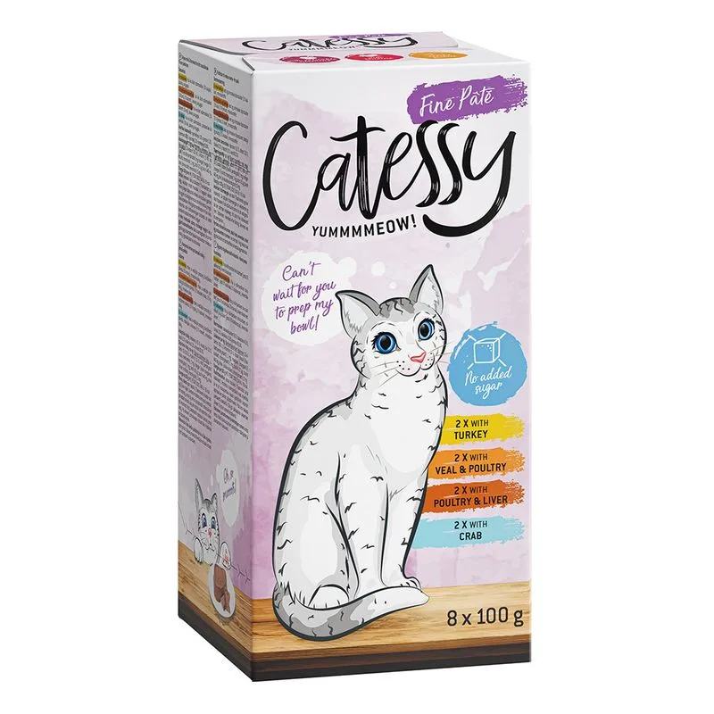 Pacco misto Catessy Vaschette 8 x 100 g Umido per gatto (Mix 1 Delicato Patè)