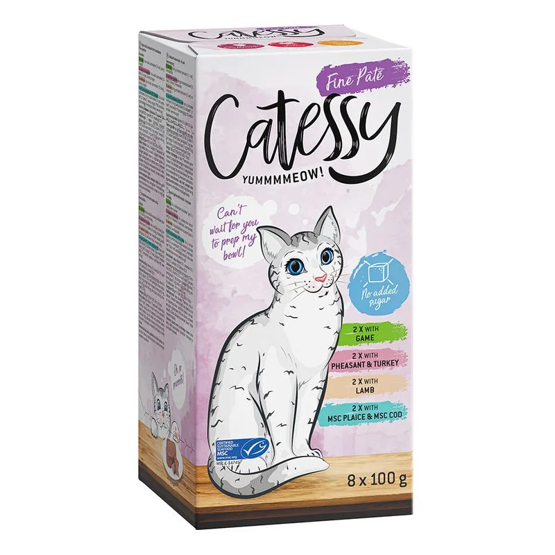 Pacco misto Catessy Vaschette 8 x 100 g Umido per gatto (Mix 2 Delicato Paté)