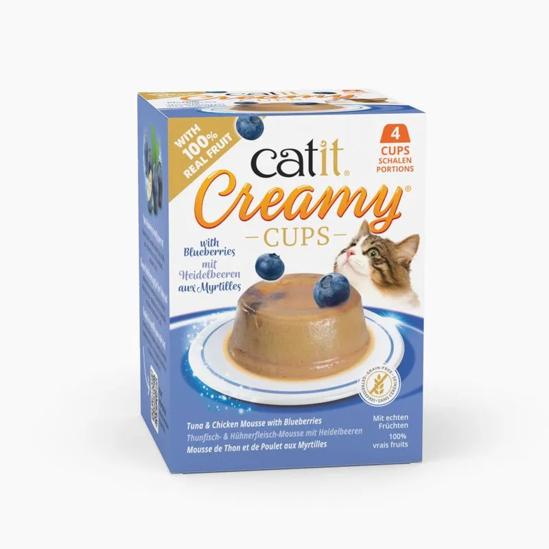 Catit Creamy Cups 4 x 25 g (Mousse di tonno e pollo con mirtilli)